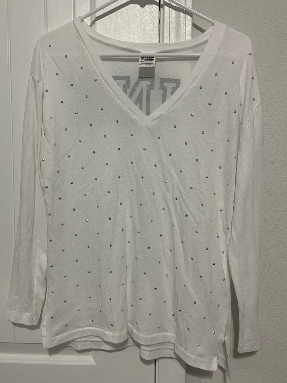 Victoria Secret White V-Neck Embellished Top
